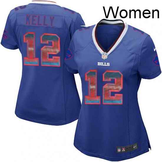 Womens Nike Buffalo Bills 12 Jim Kelly Limited Royal Blue Strobe NFL Jersey